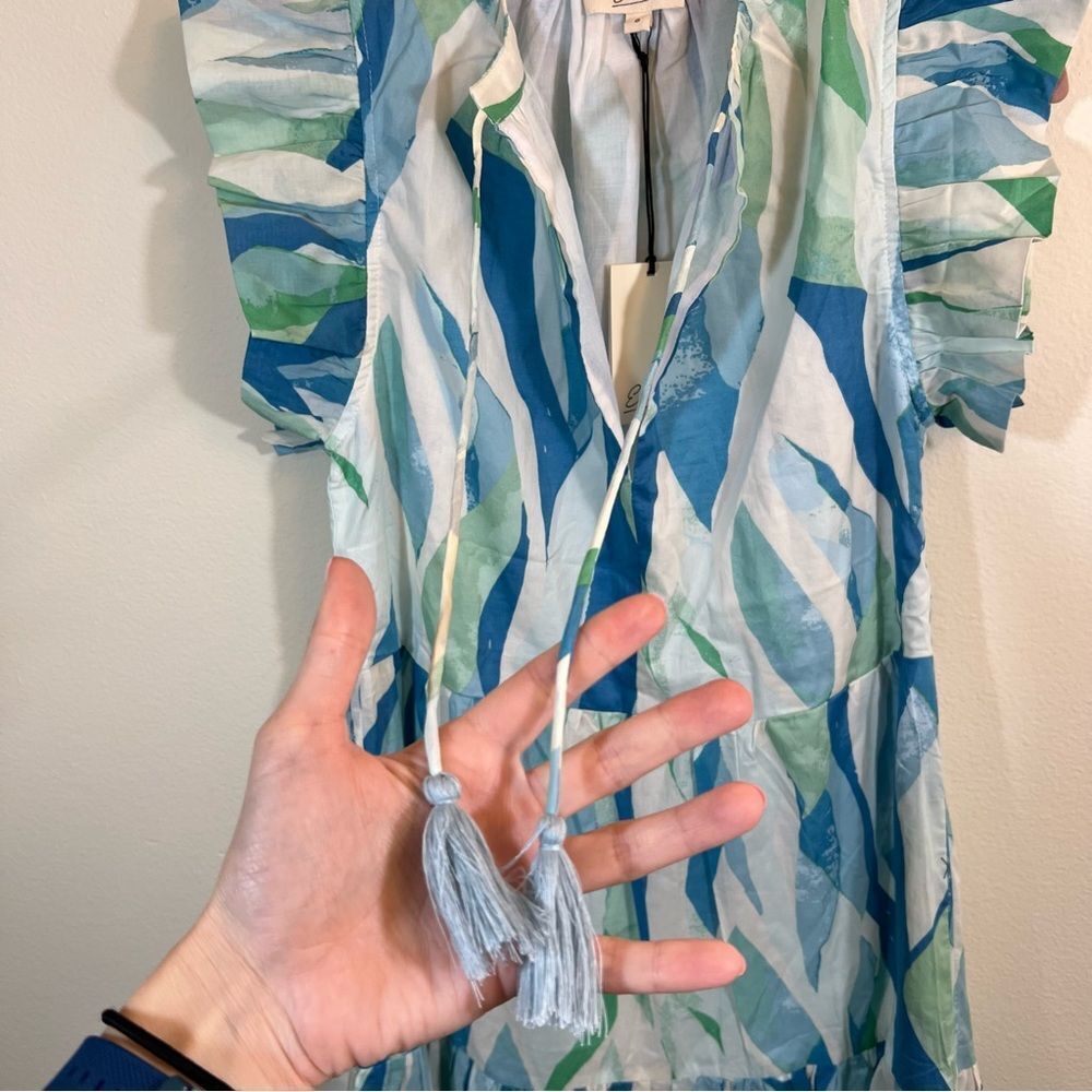 Elan Women’s Blue Green Ruffle Midi Dress Small NWT - Picture 4 of 13